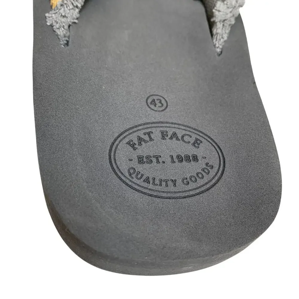 FAT FACE Mens Gray & Yellow Textile HARRIS Flip Flops Sandals Sz 10